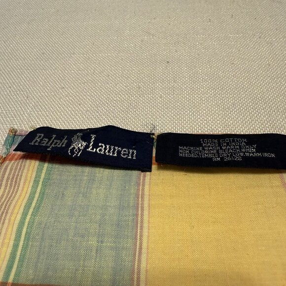 Vintage Ralph Lauren Plaid Handkerchief - 20.5" x 21.5" - Picture 3 of 3